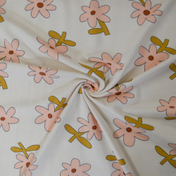 Floral cotton jersey - Pink Ocher Ecru - Jennifer Bouron - Calissone
