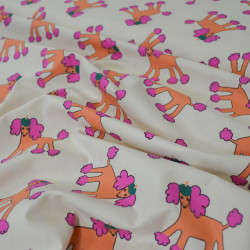 Popeline de coton chiens Caniches - Rose - Jennifer Bouron - Calissone