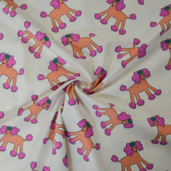 Cotton poplin Poodle dogs - Pink - Jennifer Bouron - Calissone