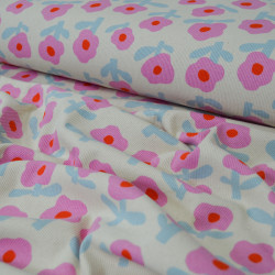 Jersey de coton côtelé floral - Ecru - Jennifer Bouron - Calissone