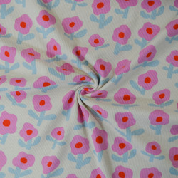 Floral ribbed cotton jersey - Ecru - Jennifer Bouron - Calissone