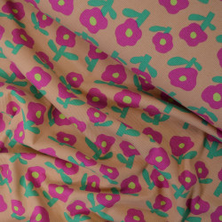 Jersey de coton côtelé floral - Pêche - Jennifer Bouron - Calissone