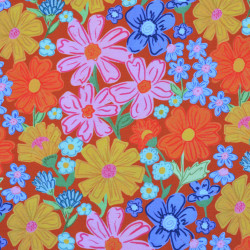 Viscose texturé - Flower Crush - Orange - Calissone