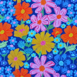 Viscose texturé - Flower Crush - Bleu marine - Calissone