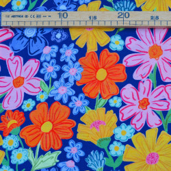 Viscose texturé - Flower Crush - Bleu marine - Calissone