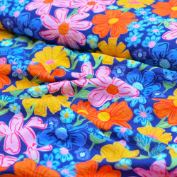 Viscose texturé - Flower Crush - Bleu marine - Calissone