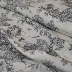 Viscose toile de Jouy - Black - Calissone