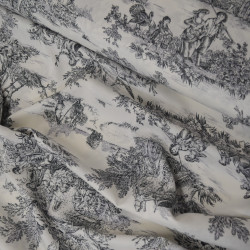 Viscose toile de Jouy - Black - Calissone