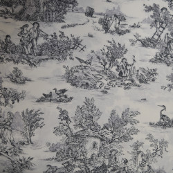 Viscose toile de Jouy - Black - Calissone