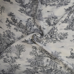 Viscose toile de Jouy - Black - Calissone