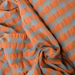 Coton à carreaux seersucker - Persimmon - Calissone