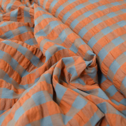 Coton à carreaux seersucker - Persimmon - Calissone