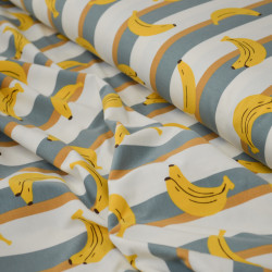 Cotton jersey Bananas and stripes - Calissone