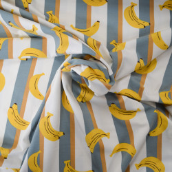 Cotton jersey Bananas and stripes - Calissone