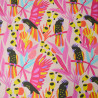 Parrot and plant cotton poplin - Calissone
