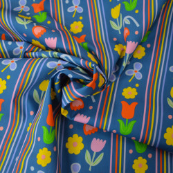 Floral and striped cotton poplin - Calissone