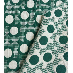 Tissu jacquard Marguerite / Vichy - Vert - Calissone