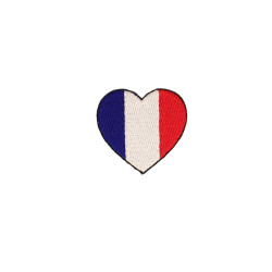 Iron-on Patch Heart Blue White Red - Calissone