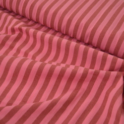Popeline de coton tissée à rayures - Vieux rose - Calissone