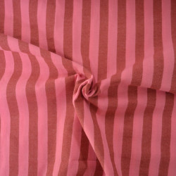 Popeline de coton tissée à rayures - Vieux rose - Calissone