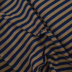 Striped woven cotton poplin - Navy blue and brown - Calissone