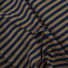 Popeline de coton tissée à rayures - Bleu marine et marron - Calissone