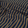 Striped woven cotton poplin - Navy blue and brown - Calissone