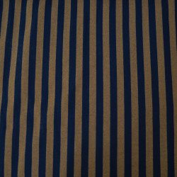 Striped woven cotton poplin - Navy blue and brown - Calissone