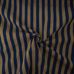 Striped woven cotton poplin - Navy blue and brown - Calissone