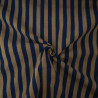 Striped woven cotton poplin - Navy blue and brown - Calissone