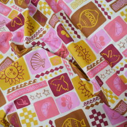 Popeline de coton summer patchwork - Blanc cassé - Calissone