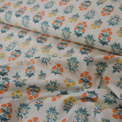 Cotton Camont Bouquets of flowers - Orange green and yellow - Calissone