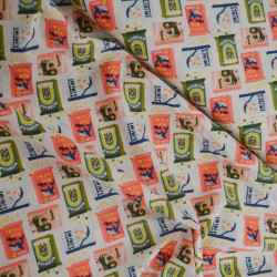 Coton Mini Market - Orange et vert - Calissone