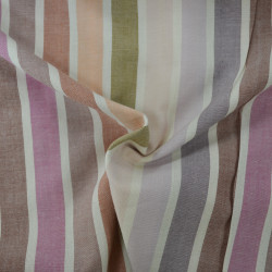 Coton à rayures tissé pastel - Fuchsia - Calissone