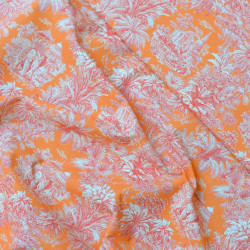 Toile de Jouy pop cotton cretonne - Orange - Calissone