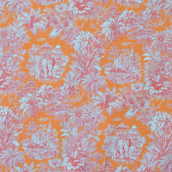 Toile de Jouy pop cotton cretonne - Orange - Calissone