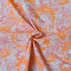 Toile de Jouy pop cotton cretonne - Orange - Calissone