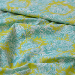 Toile de Jouy pop cotton cretonne - Green and Blue - Calissone