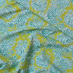 Cretonne de coton toile de Jouy pop - Vert et Bleu - Calissone