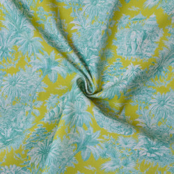 Cretonne de coton toile de Jouy pop - Vert et Bleu - Calissone