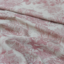 Toile de Jouy cotton linen - Pink - Calissone