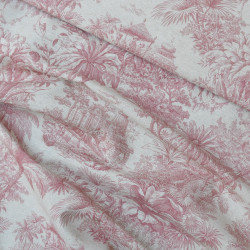 Toile de Jouy cotton linen - Pink - Calissone