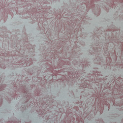 Toile de Jouy coton lin - Rose - Calissone