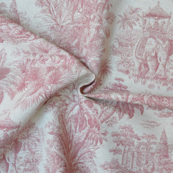 Toile de Jouy cotton linen - Pink - Calissone