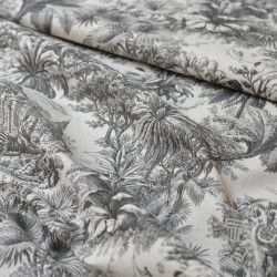 Toile de Jouy cotton linen - Black - Calissone