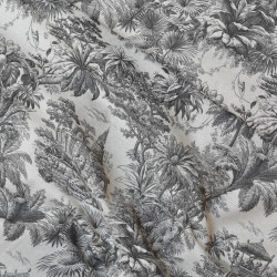 Toile de Jouy coton lin - Noir - Calissone