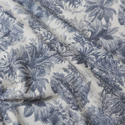Toile de Jouy coton lin - Marine - Calissone
