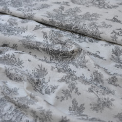 Toile de Jouy cotton cretonne - Black - Calissone