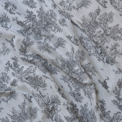 Cretonne de coton toile de Jouy - Noir - Calissone