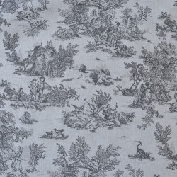 Cretonne de coton toile de Jouy - Noir - Calissone